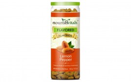 NourishVitals Lemon Pepper Flavored Almonds  Jar  150 grams